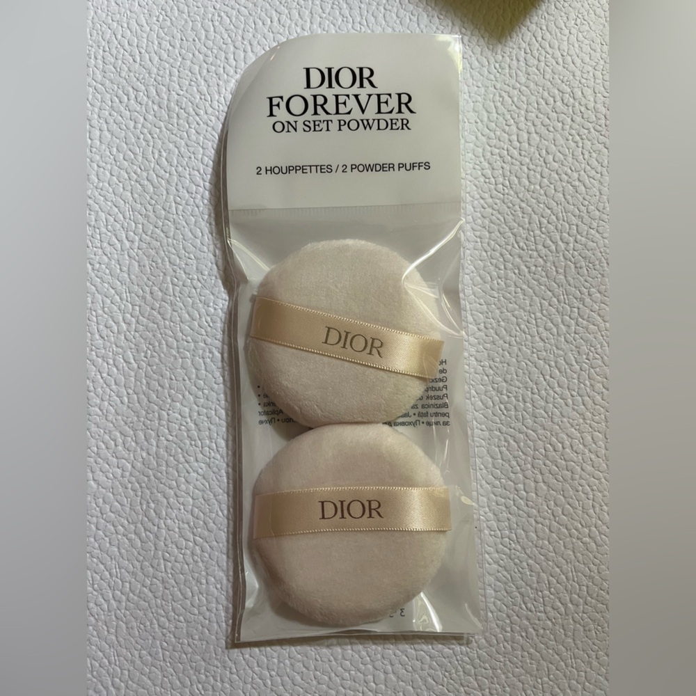 Dior Powder Puffs Duo in Light Beige with Branded Ribbon